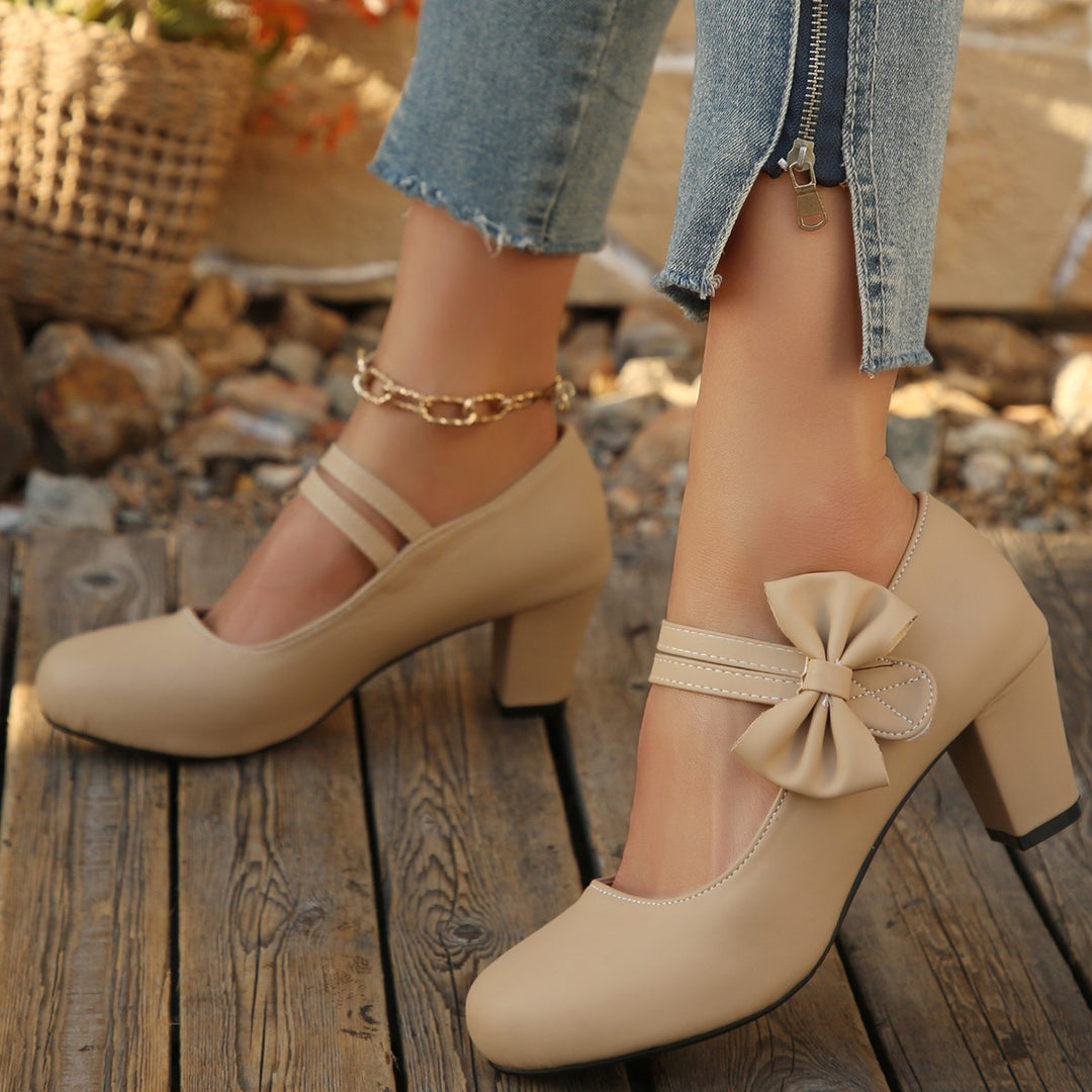 Bow Accent Block Heel Mary Janes