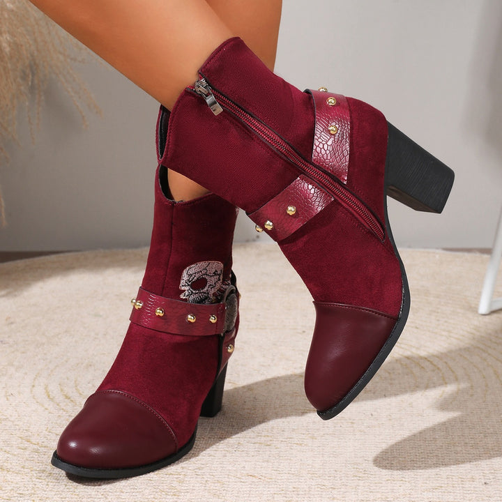 Embroidered Western Block Heel Boots