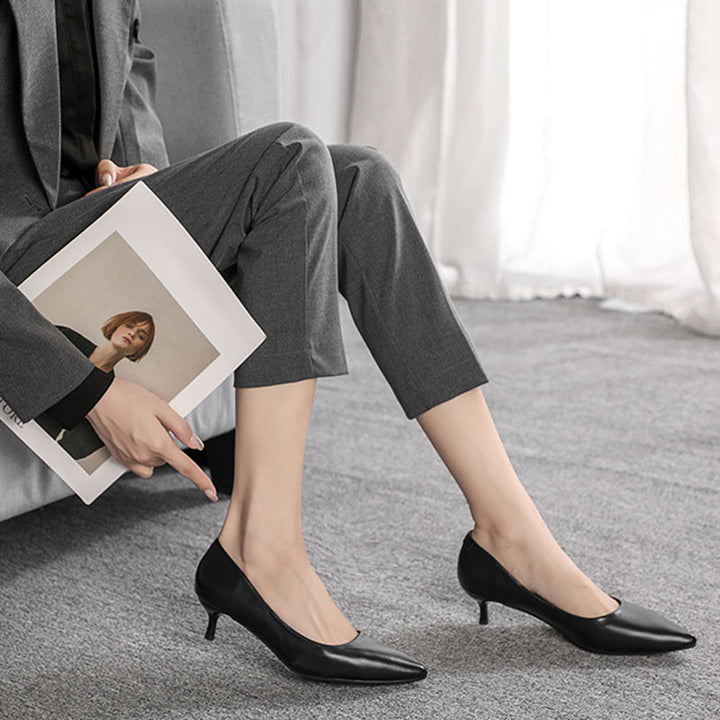 Classic Pointed Toe Kitten Heel Pumps
