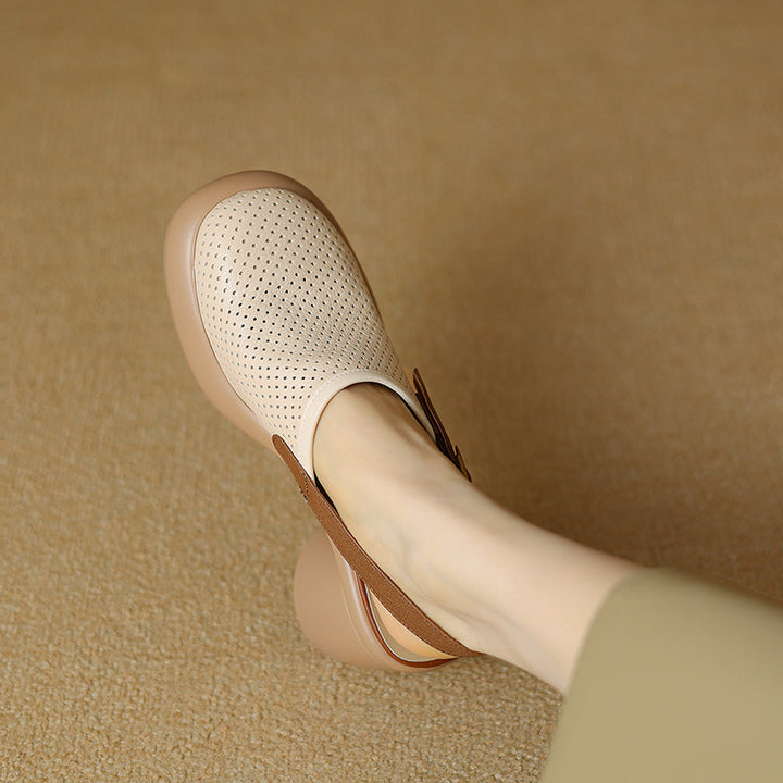 Breathable Perforated Slingback Heels