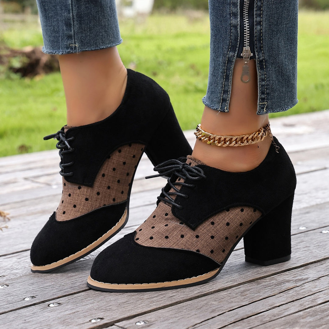Polka Dot Lace-Up Heels
