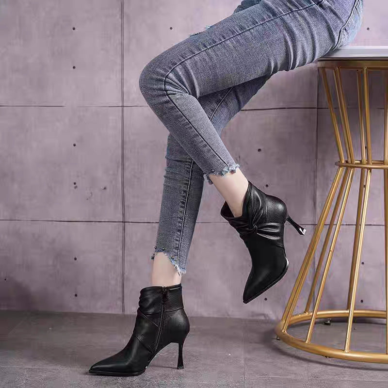 Twist Pointed Toe Ankle Boots