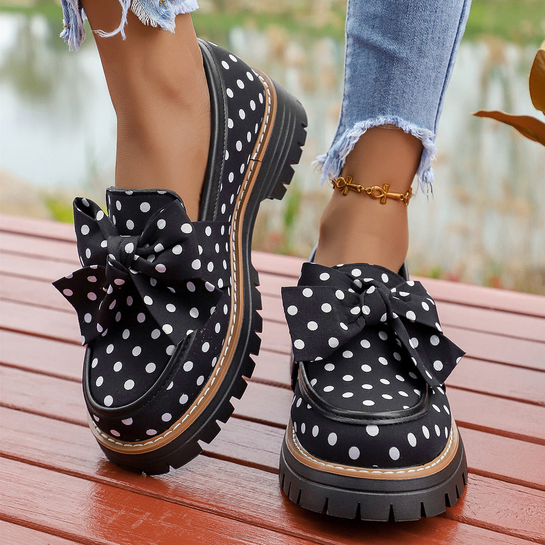 Polka Dot Bow Chunky Loafers