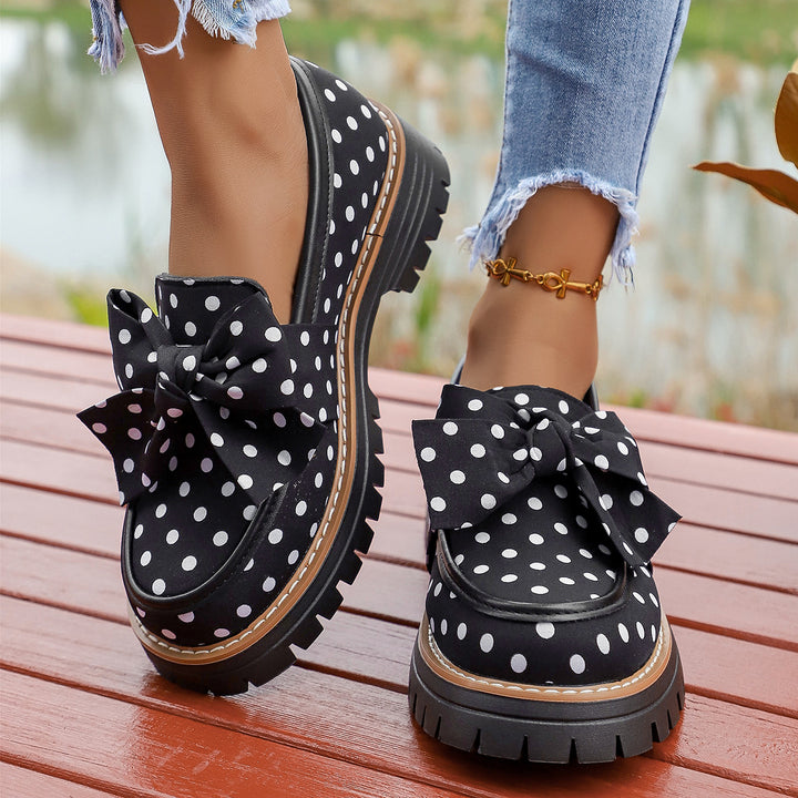 Polka Dot Bow Chunky Loafers