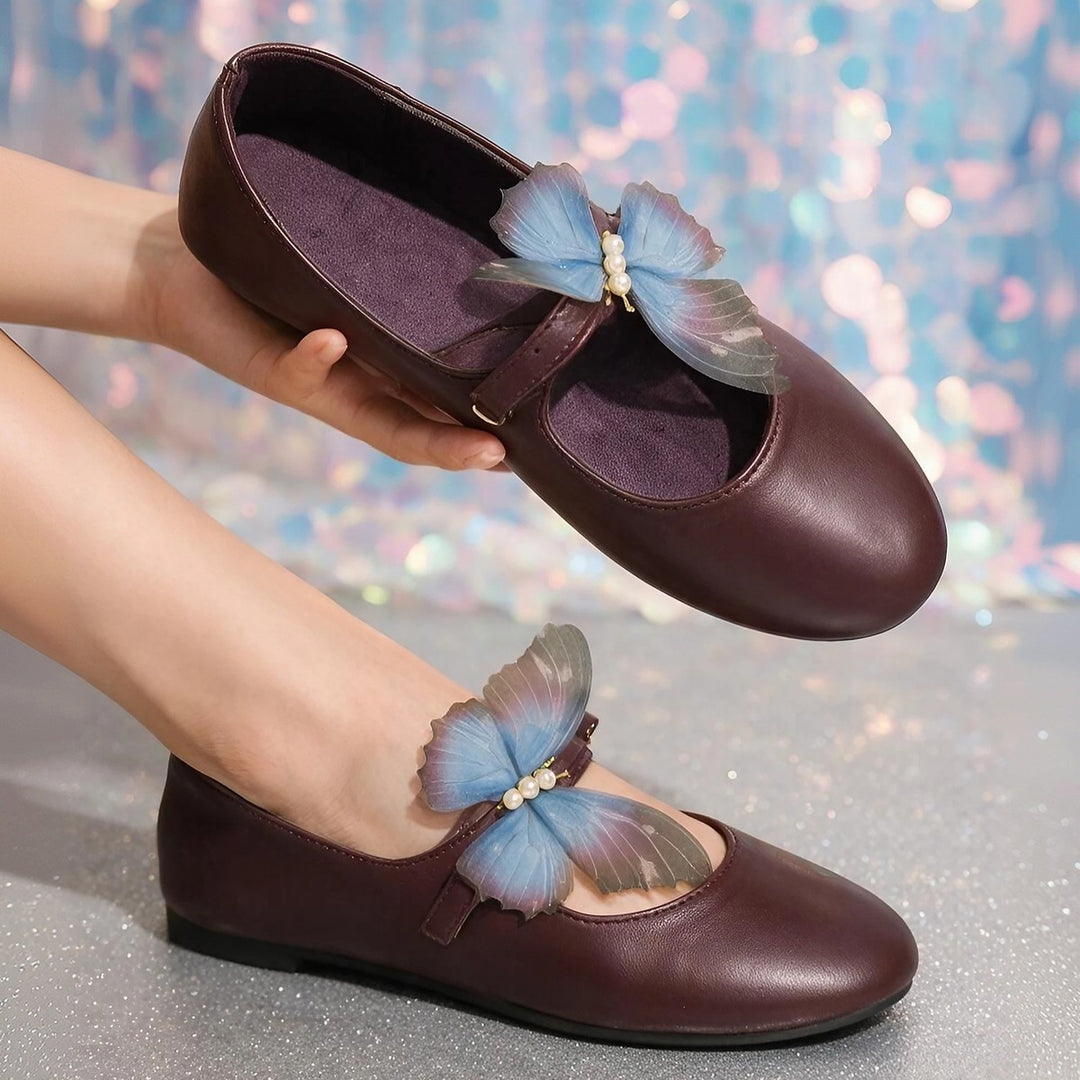 Butterfly Accent Mary Jane Flats