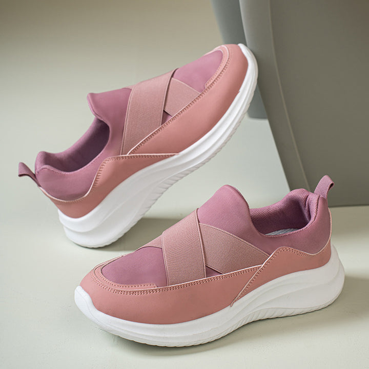Comfortable Cross Strap Slip-On Walking Sneakers