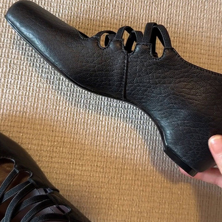 Cutout Strappy Square-Toe Ballet Flats