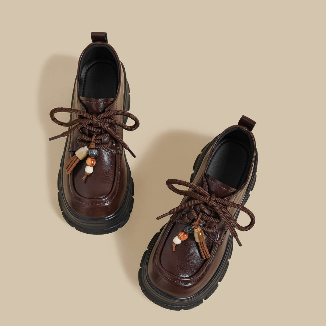 Chunky Platform Tassel Lace-Up Shoes