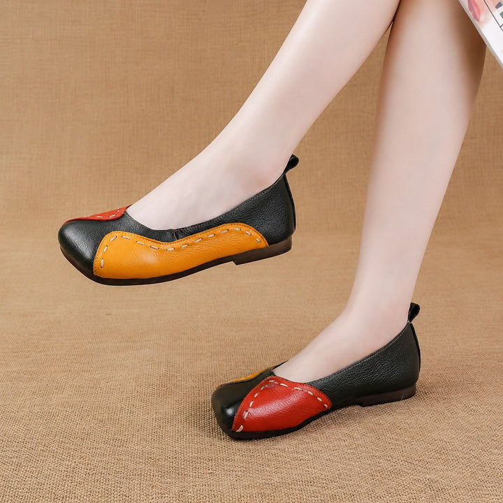 Colorblock Soft Leather Flats