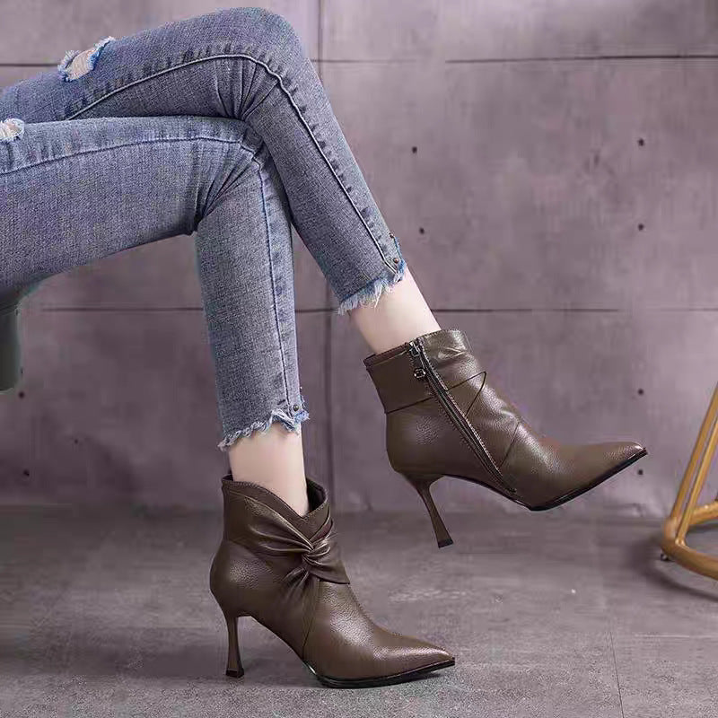 Twist Pointed Toe Ankle Boots