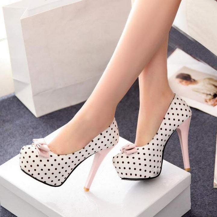 Polka Dot Bow Platform Pumps