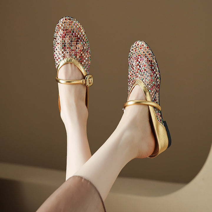 Colorful Woven Mary Jane Flats