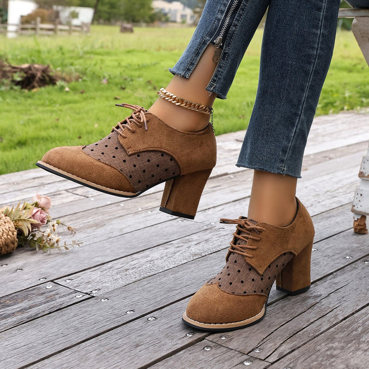 Polka Dot Lace-Up Heels