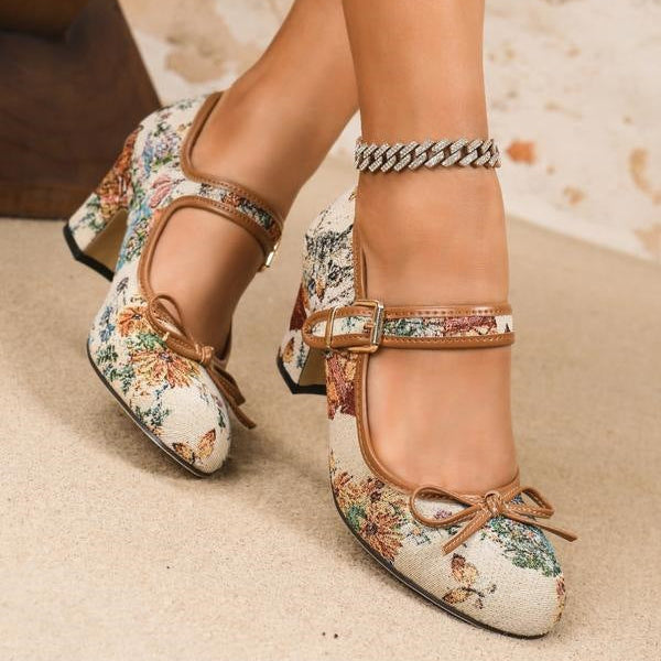 Vintage Floral Mary Jane Heels