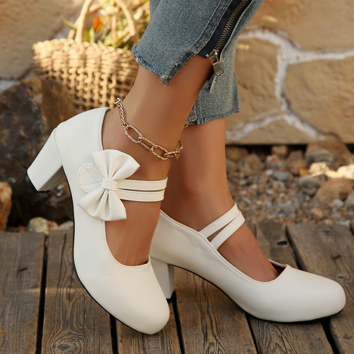 Bow Accent Block Heel Mary Janes