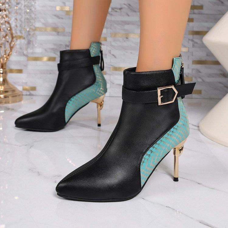 Two-Tone Stiletto Ankle Boots