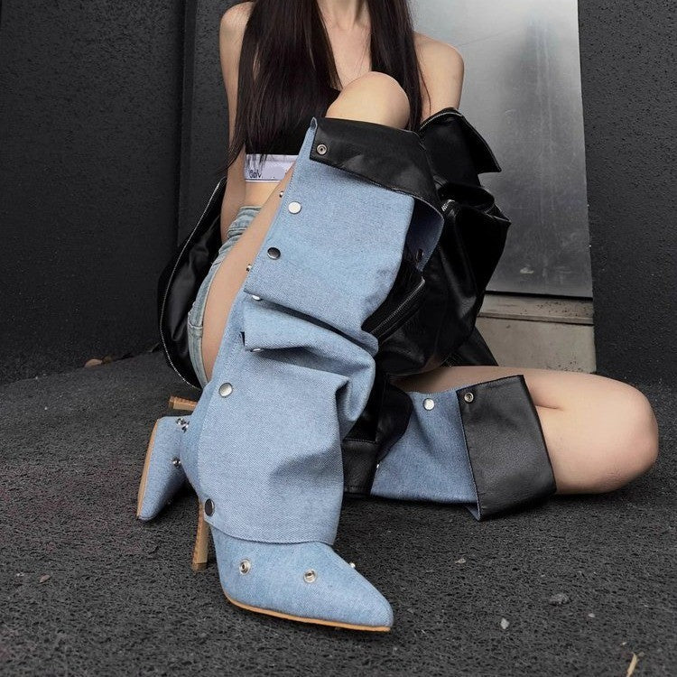 Slouchy Pointed Toe Stiletto Boots