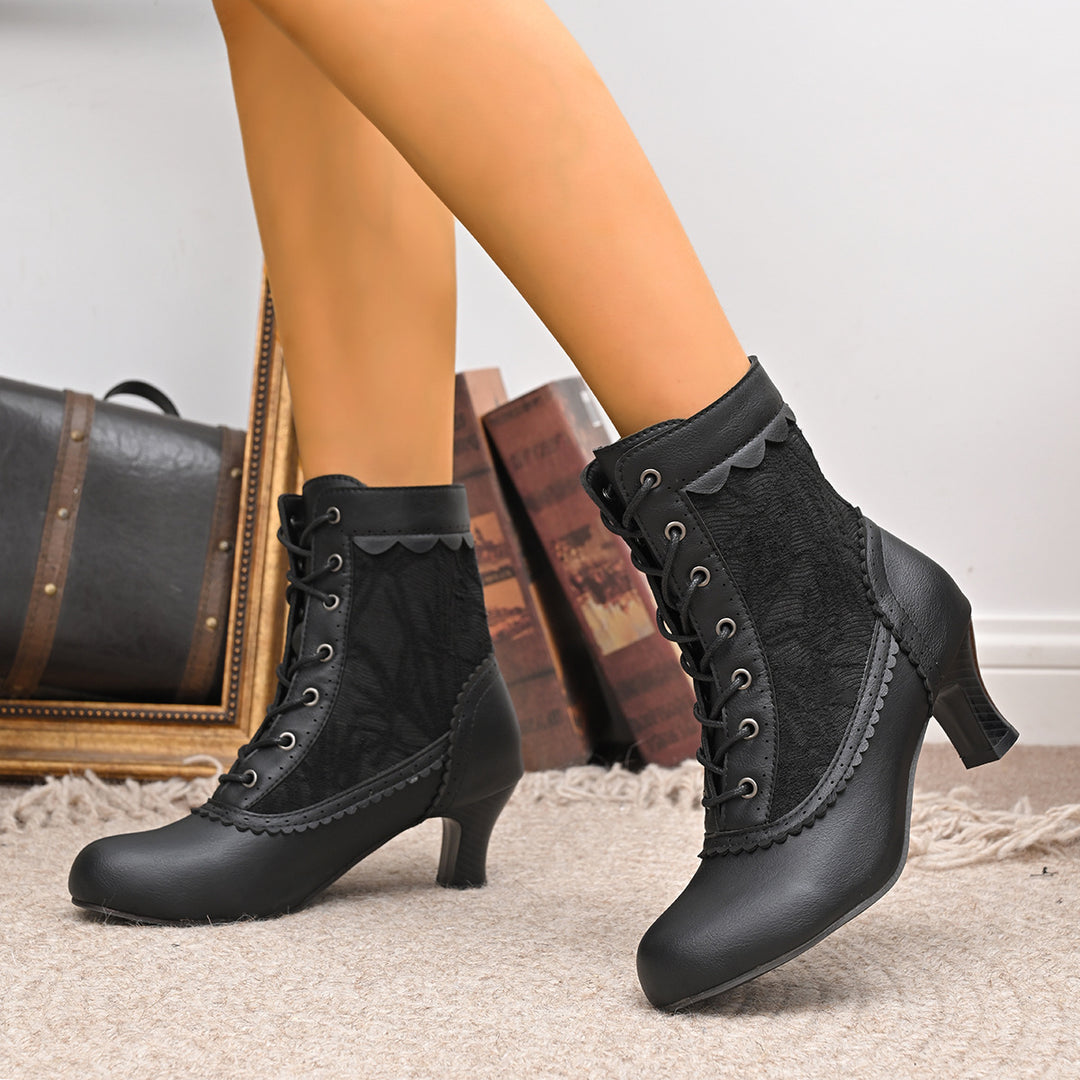 Vintage Lace-Up Brogue Ankle Boots