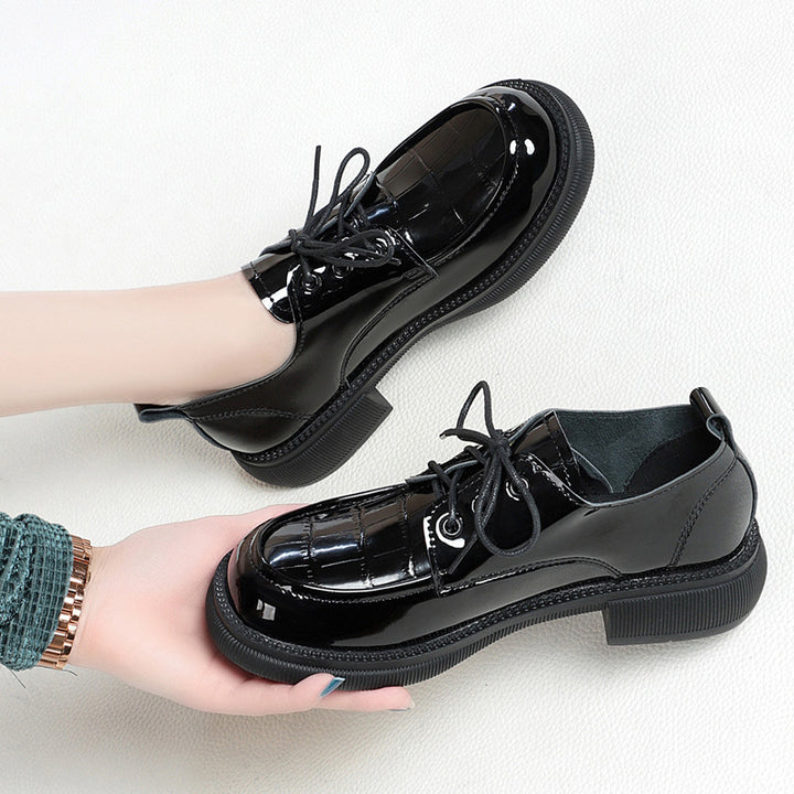Glossy Black Lace-Up Oxford Shoes