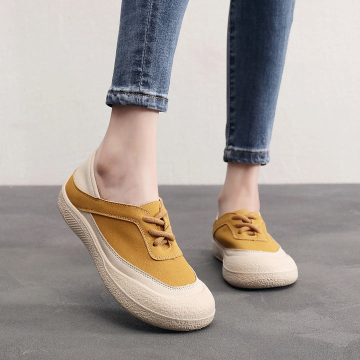 Retro Lace-Up Color Block Daily Sneakers
