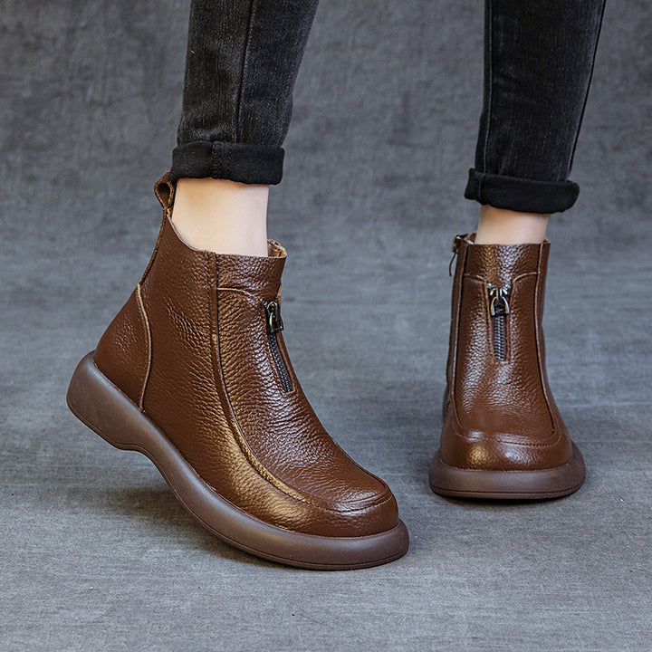 Front Zip Comfort Ankle Boots