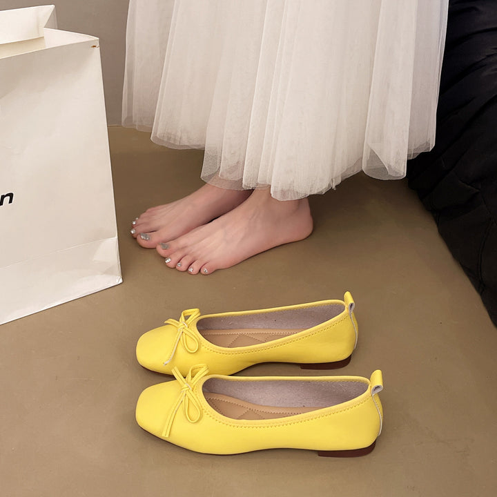 Classic Bow Square Toe Ballet Flats
