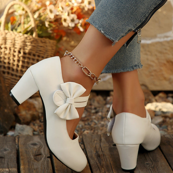 Bow Accent Block Heel Mary Janes