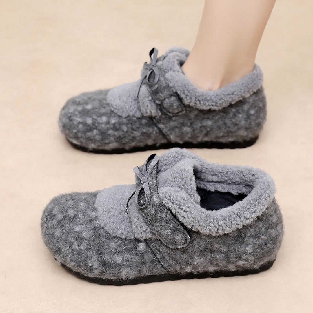 Cozy Fleece-Lined Bow Slippers