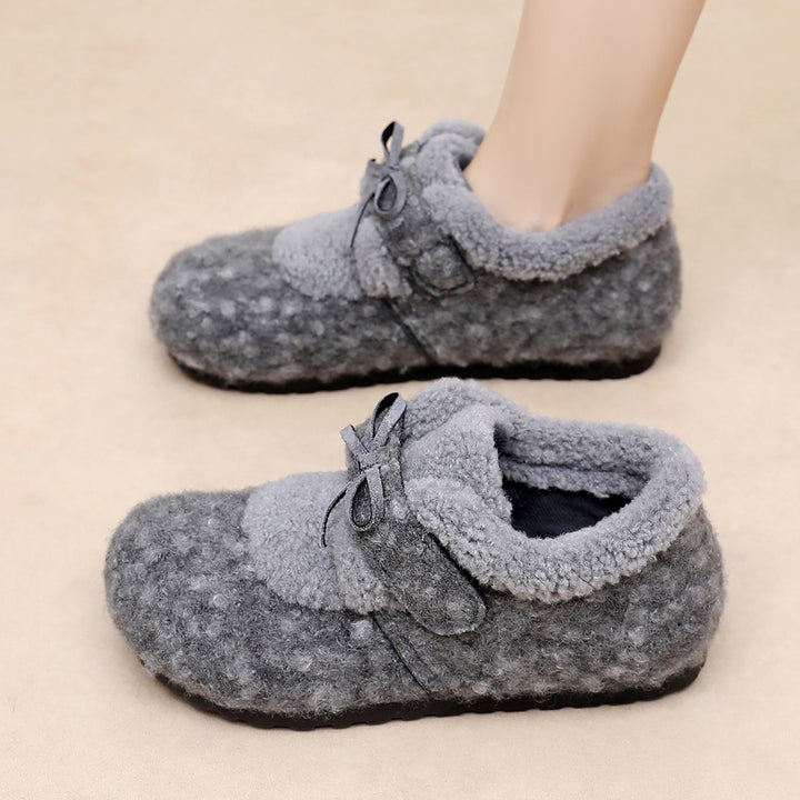 Cozy Fleece-Lined Bow Slippers