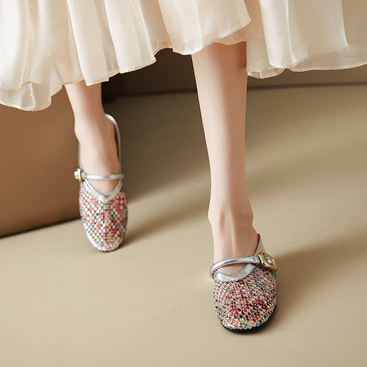 Colorful Woven Mary Jane Flats