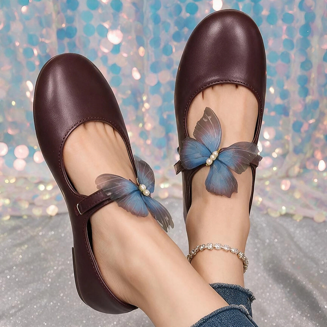 Butterfly Accent Mary Jane Flats