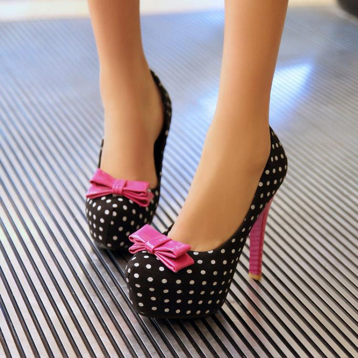 Polka Dot Bow Platform Pumps