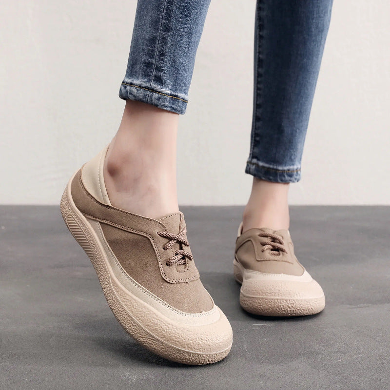 Retro Lace-Up Color Block Daily Sneakers