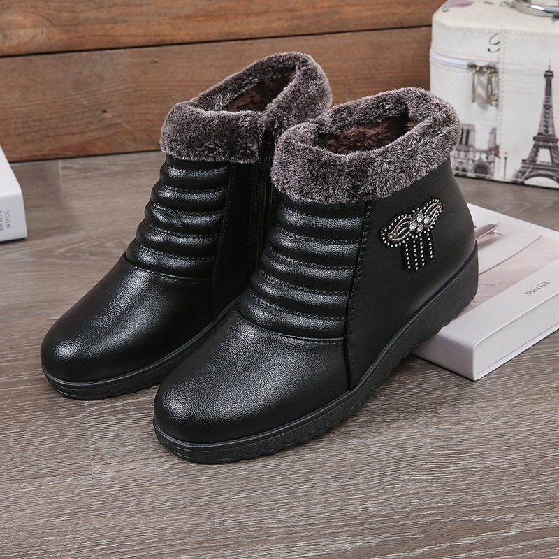 Faux Fur Lined Wedge Ankle Boots
