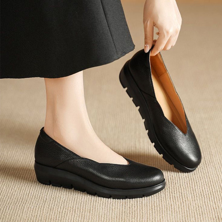 Metallic Platform Slip-On Walking Shoes
