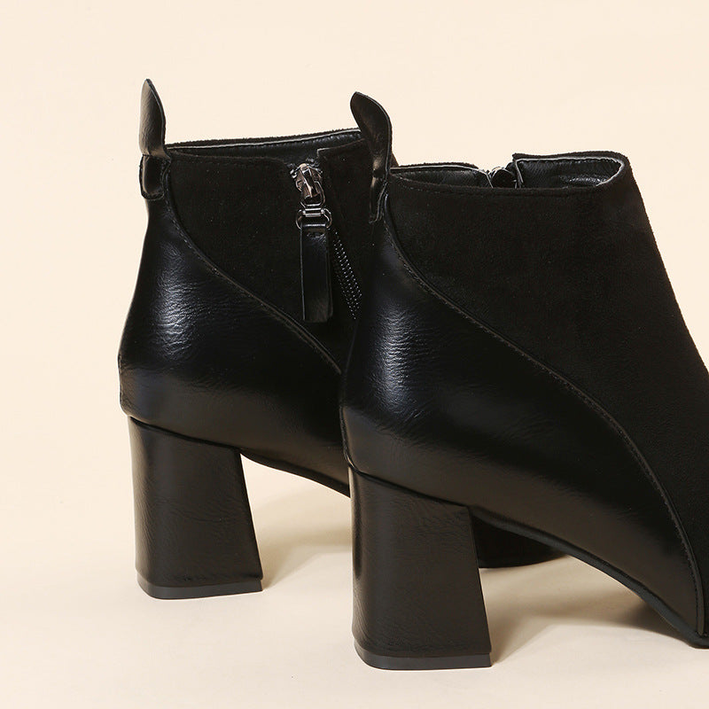 Suede Block Heel Ankle Boots