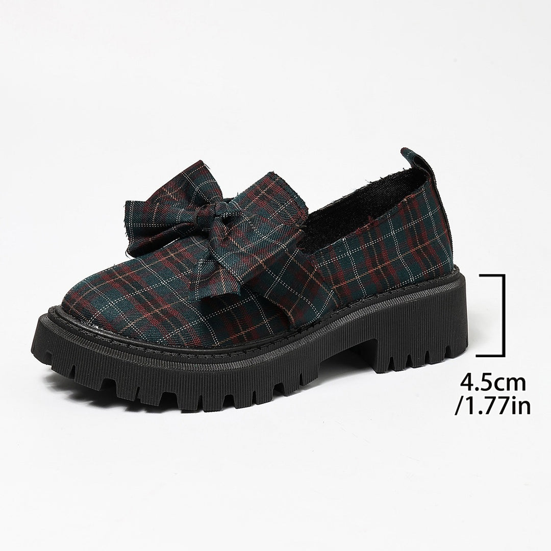 Plaid Bow Platform Loafers