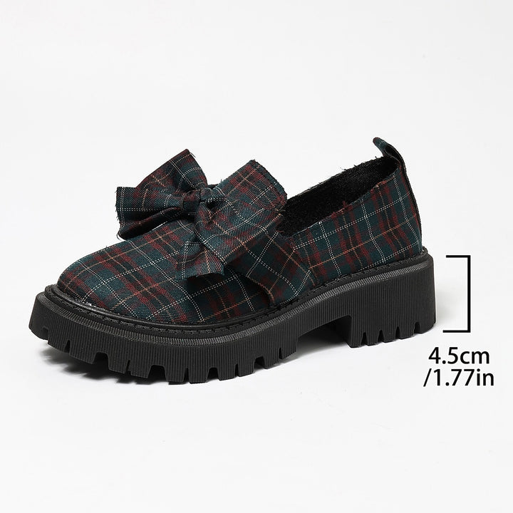 Plaid Bow Platform Loafers