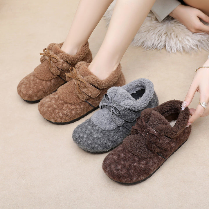 Cozy Fleece-Lined Bow Slippers