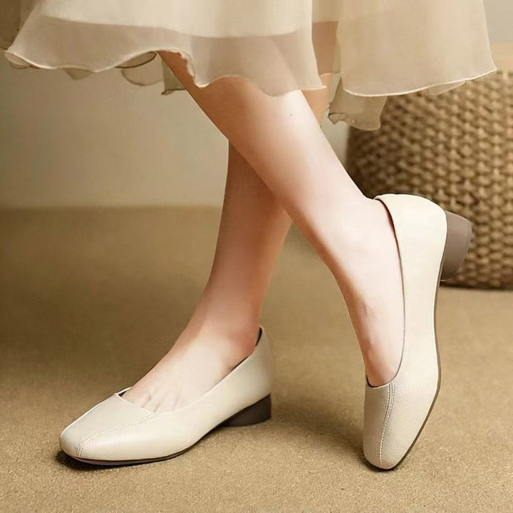 Classic Square Toe Low Heel Pumps