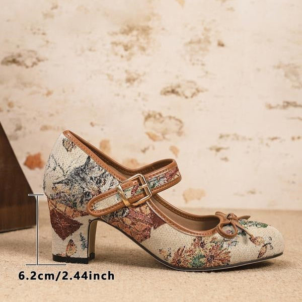 Vintage Floral Mary Jane Heels