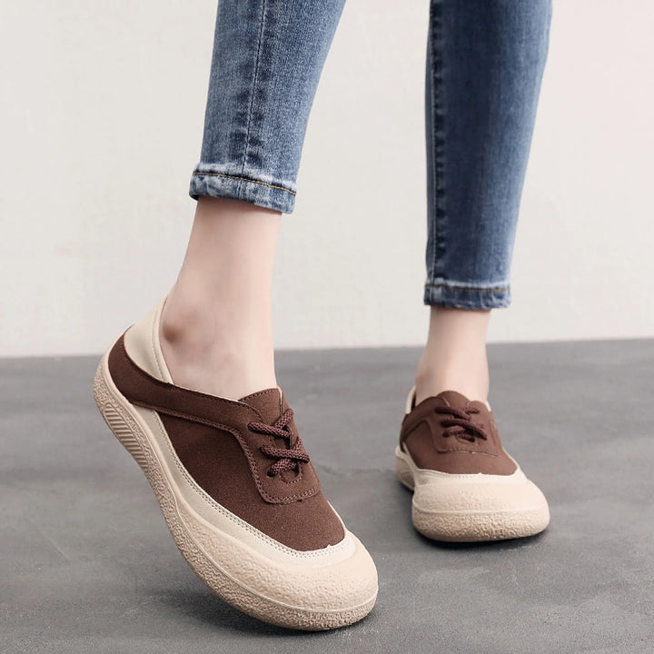Retro Lace-Up Color Block Daily Sneakers
