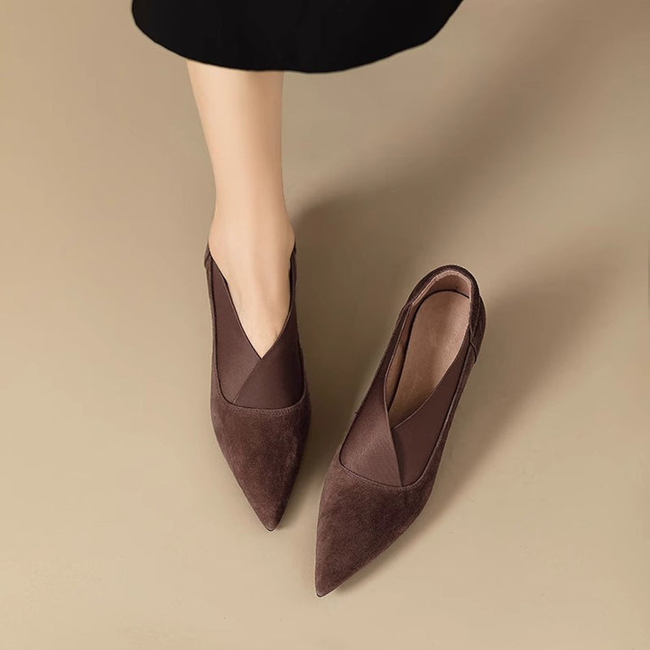 Elegant suede pointed-toe high heels