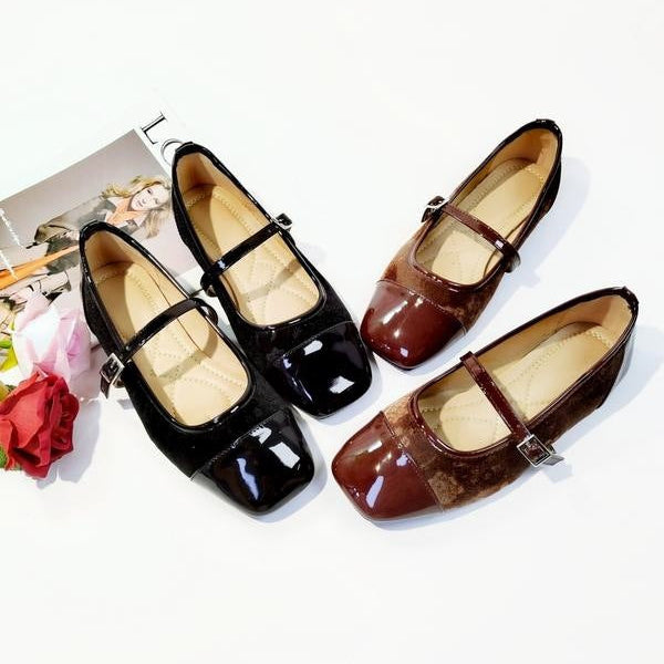 Velvet Mary Jane Flats