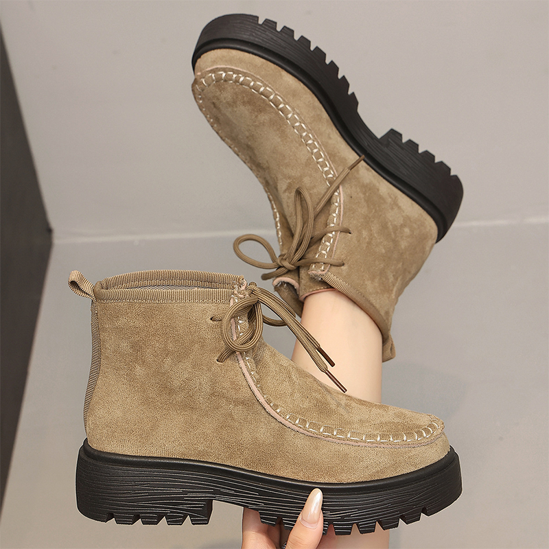 Vintage Suede Lace-Up Ankle Boots