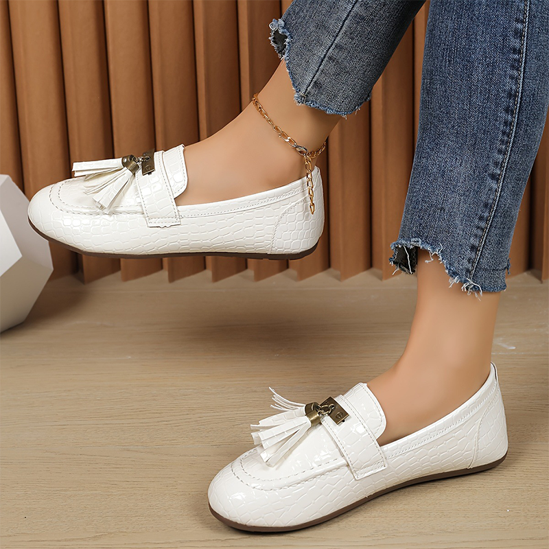 Vintage Croc-Embossed Tassel Loafers