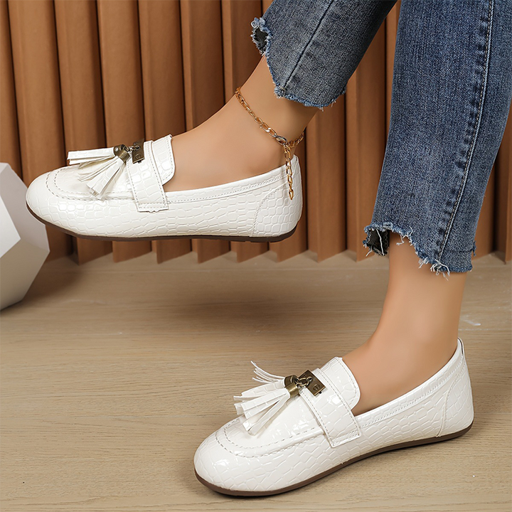 Vintage Croc-Embossed Tassel Loafers