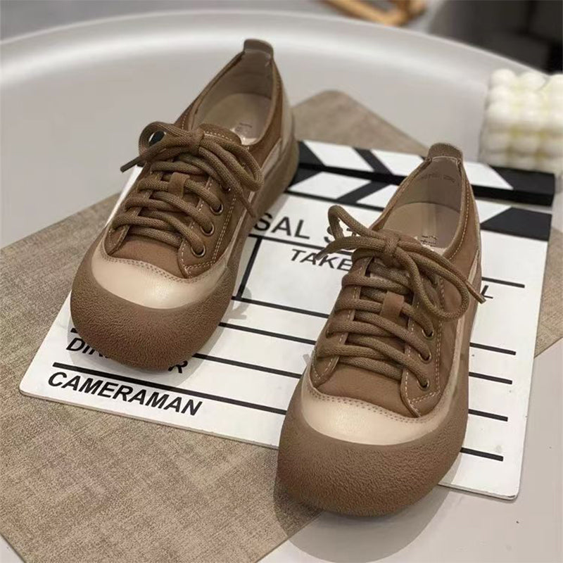 Retro Colorblock Lace-Up Platform Sneakers