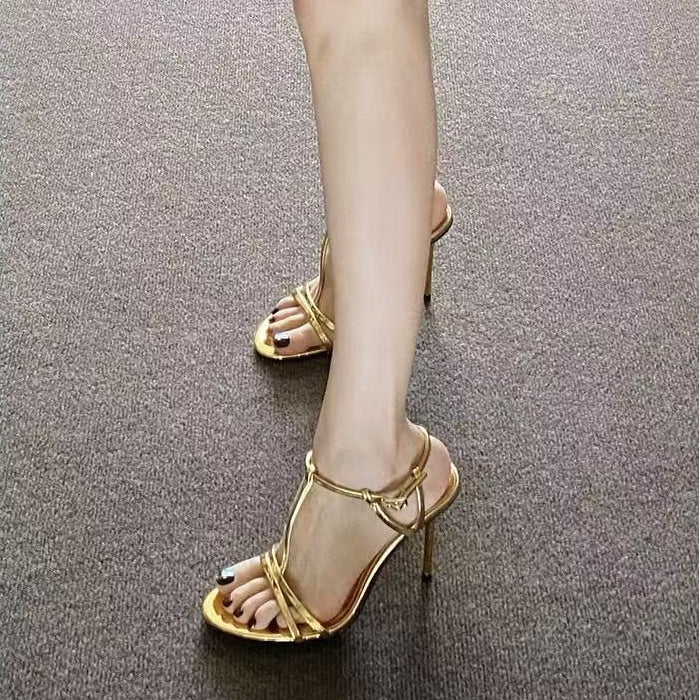 Leopard T-Strap Heeled Sandals