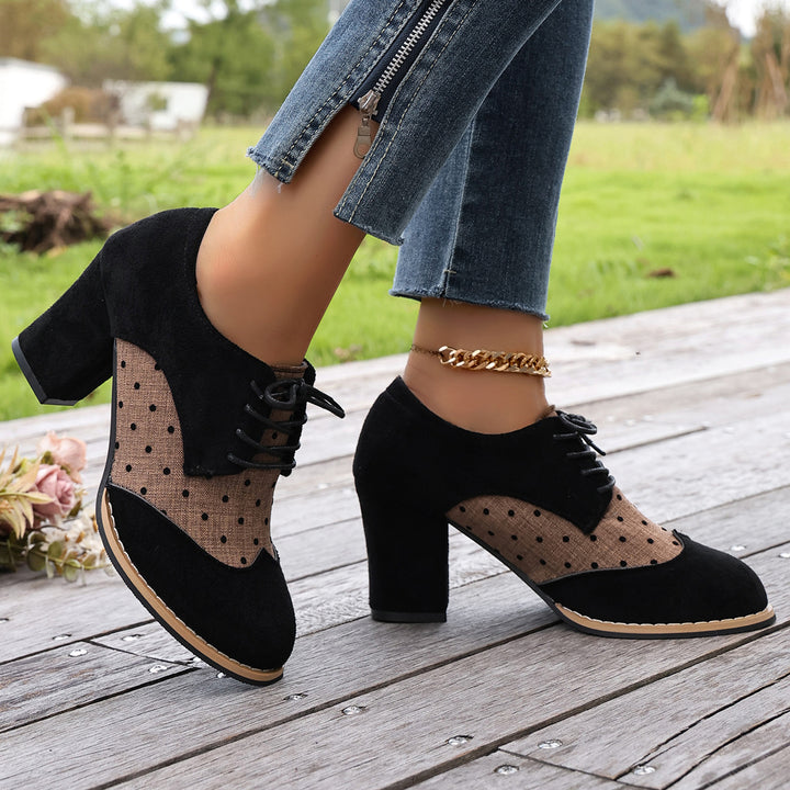 Polka Dot Lace-Up Heels